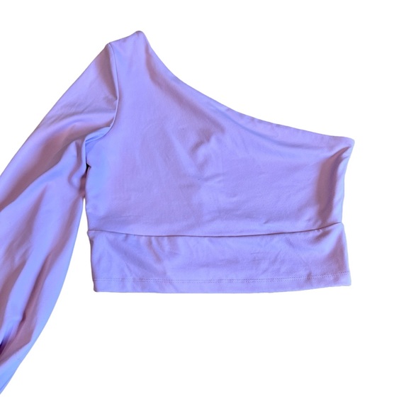 Susana Monaco One Shoulder Long Sleeve Crop Top in Petal Pink (XL) - Picture 7 of 11